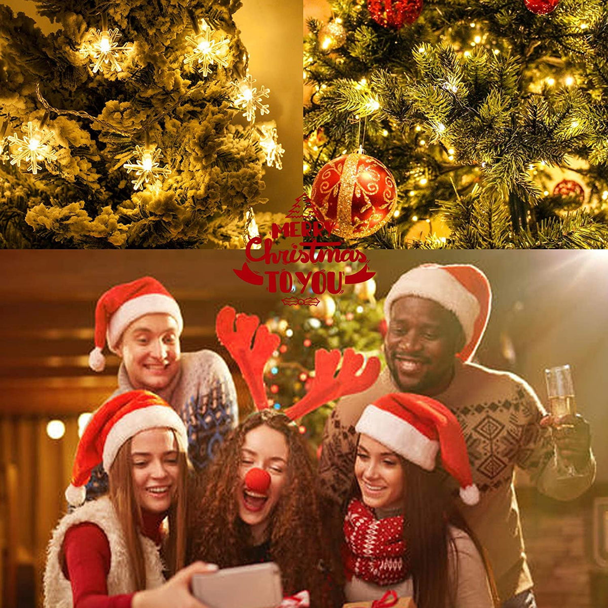 SOMNR Snowflake Christmas Lights 20FT 40 LED, ,Waterproof Fairy Lights for Room Decorations, Outdoor Indoor Patio Decor (Cool White)
