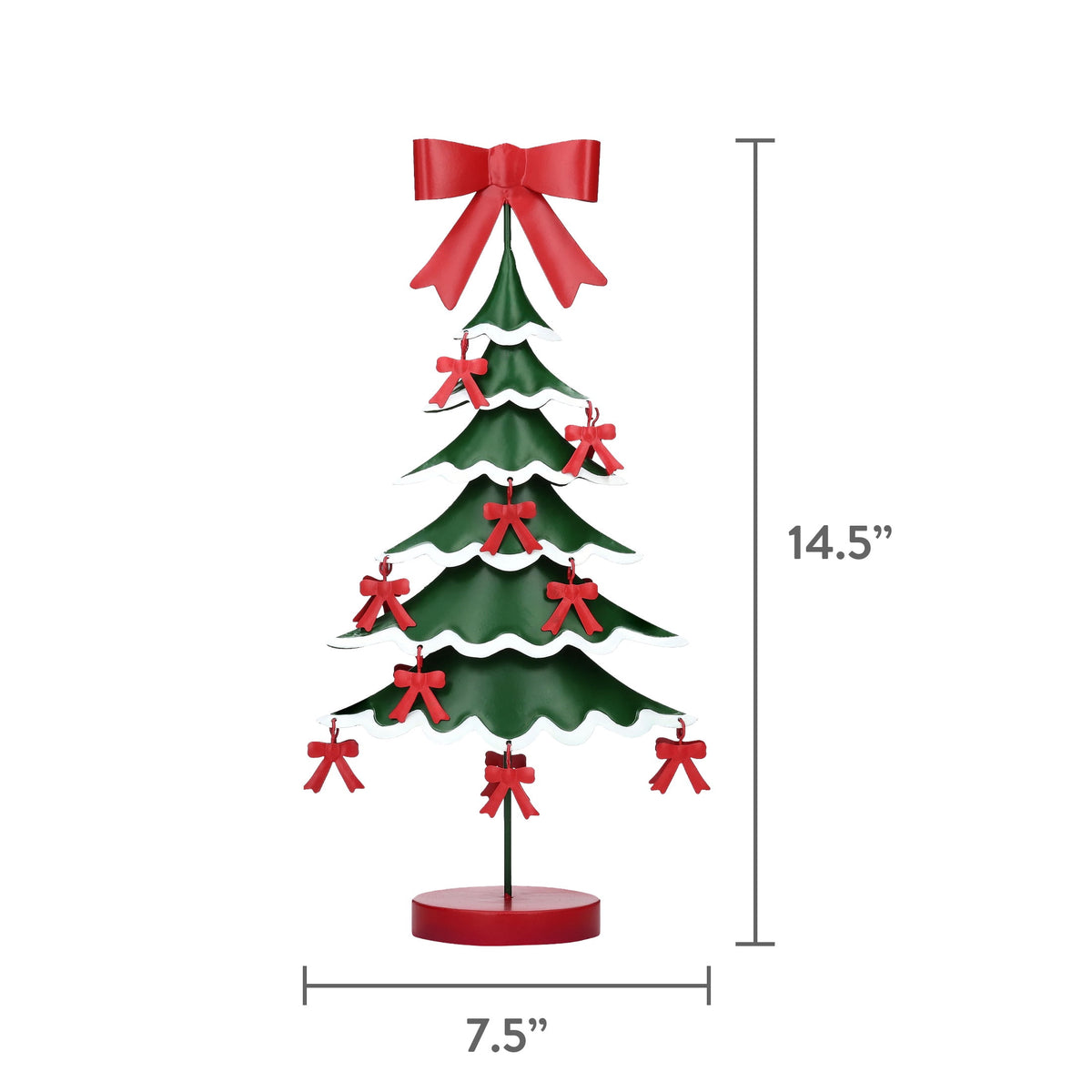 Medium Metal Christmas Tree with Bows Decoration, Red/Green/White, 14.5", by Holiday Time