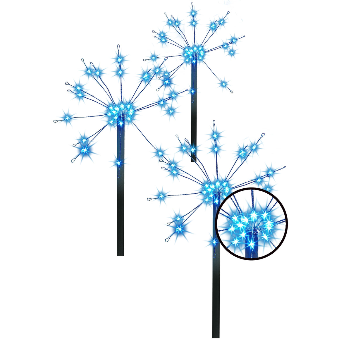 Outdoor Solar-Powered LED 8-Function Starburst Christmas Pathway Lights, Cool White, Set of 3, by Holiday Time
