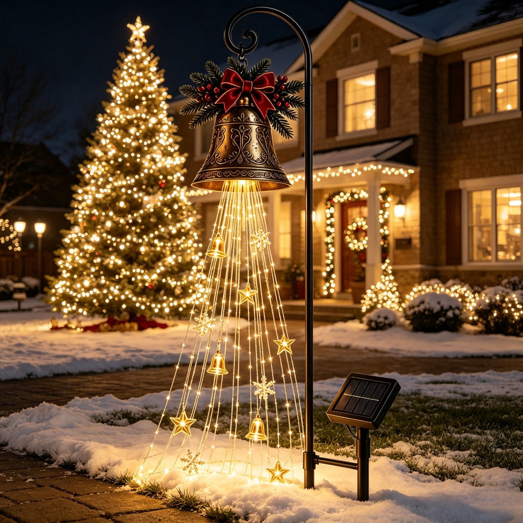 Luckky Christmas Bell Cascade Solar Yard Light, 39.37 Inch Warm White Cascading Bell Garden Stake Light, Solar‑Powered Outdoor Christmas Decor for Lawn, Garden, Pathway & Front Yard, 1 Pack