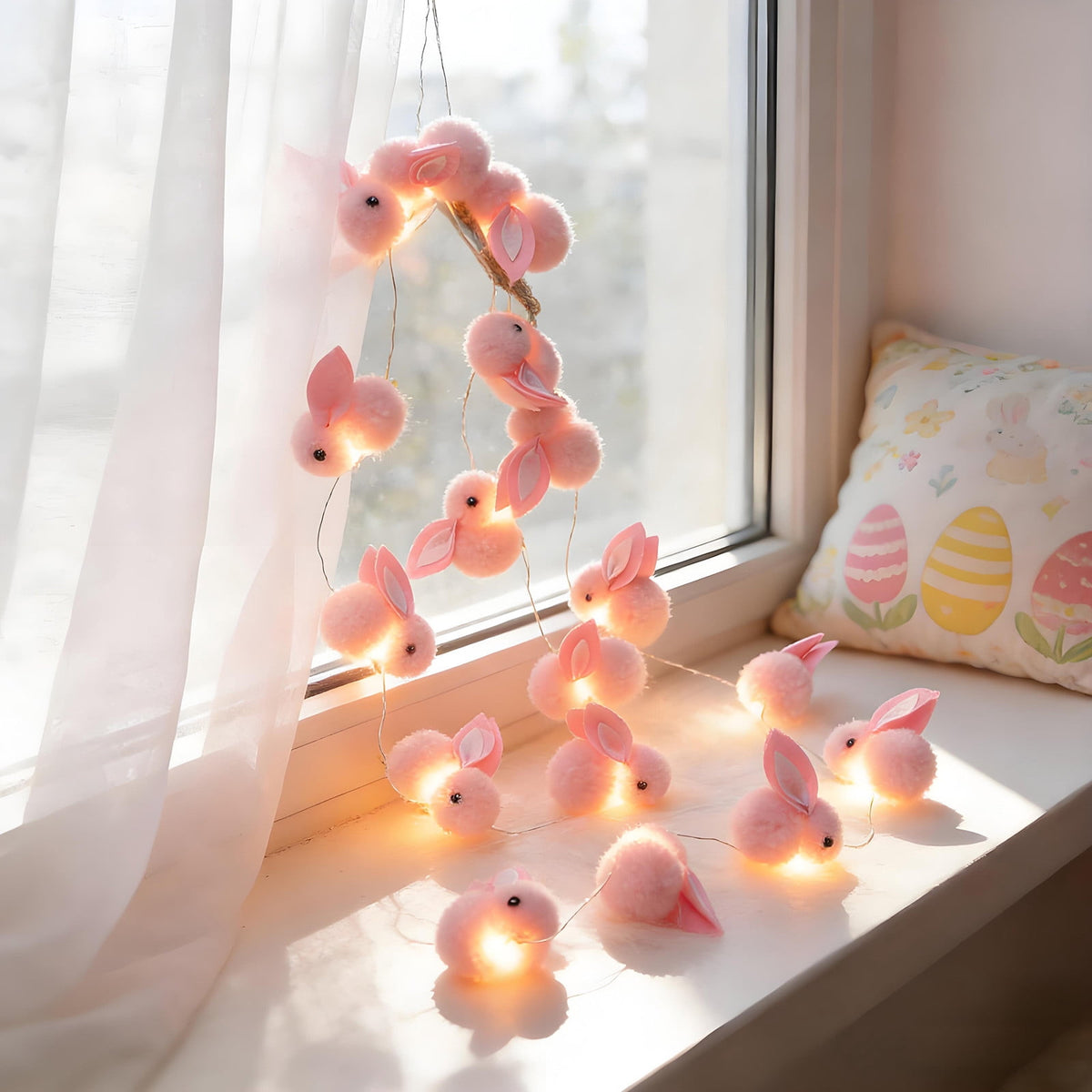 XGFHYJEH Easter Light Bunny String Lights Battery Operated 2M 20LED Fairy String Lights for Easter Decor Indoor Bedroom Patio Spring Theme Party Decor