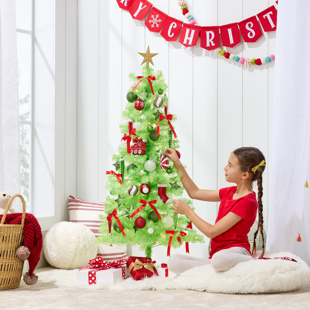 Best Choice Products 4ft Prelit Colored Christmas Tree, Artificial Tree Holiday Decor w/ 70 LED Lights - Baby Blue Tinsel