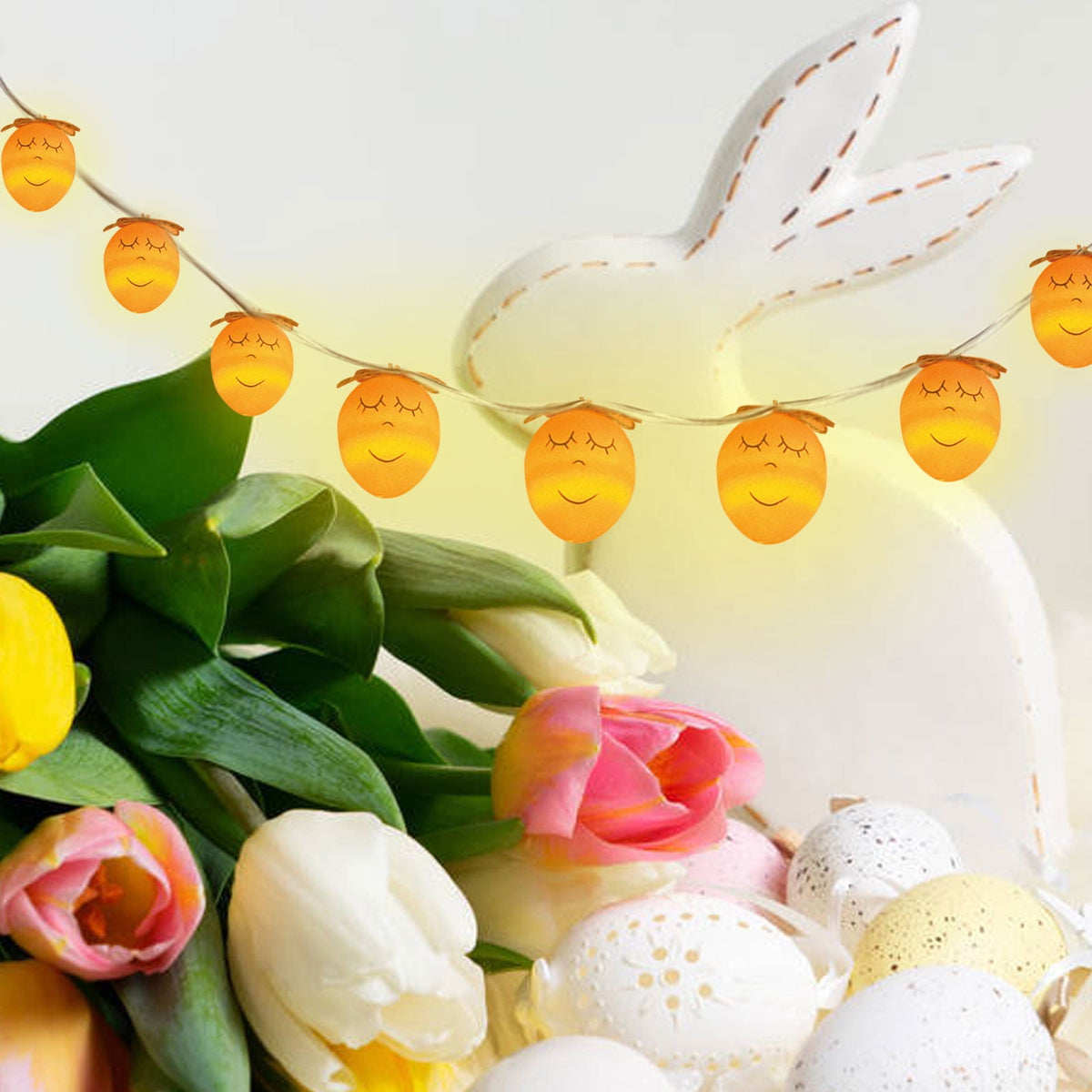XGFHYJEH 1.65M 10LED Easter Lights for Easter Decorations, Battery Operated Easter String Lights for Easter Garland Spring Wreath Decor, Mini Lighted for Home Party Mantle Tree Decor