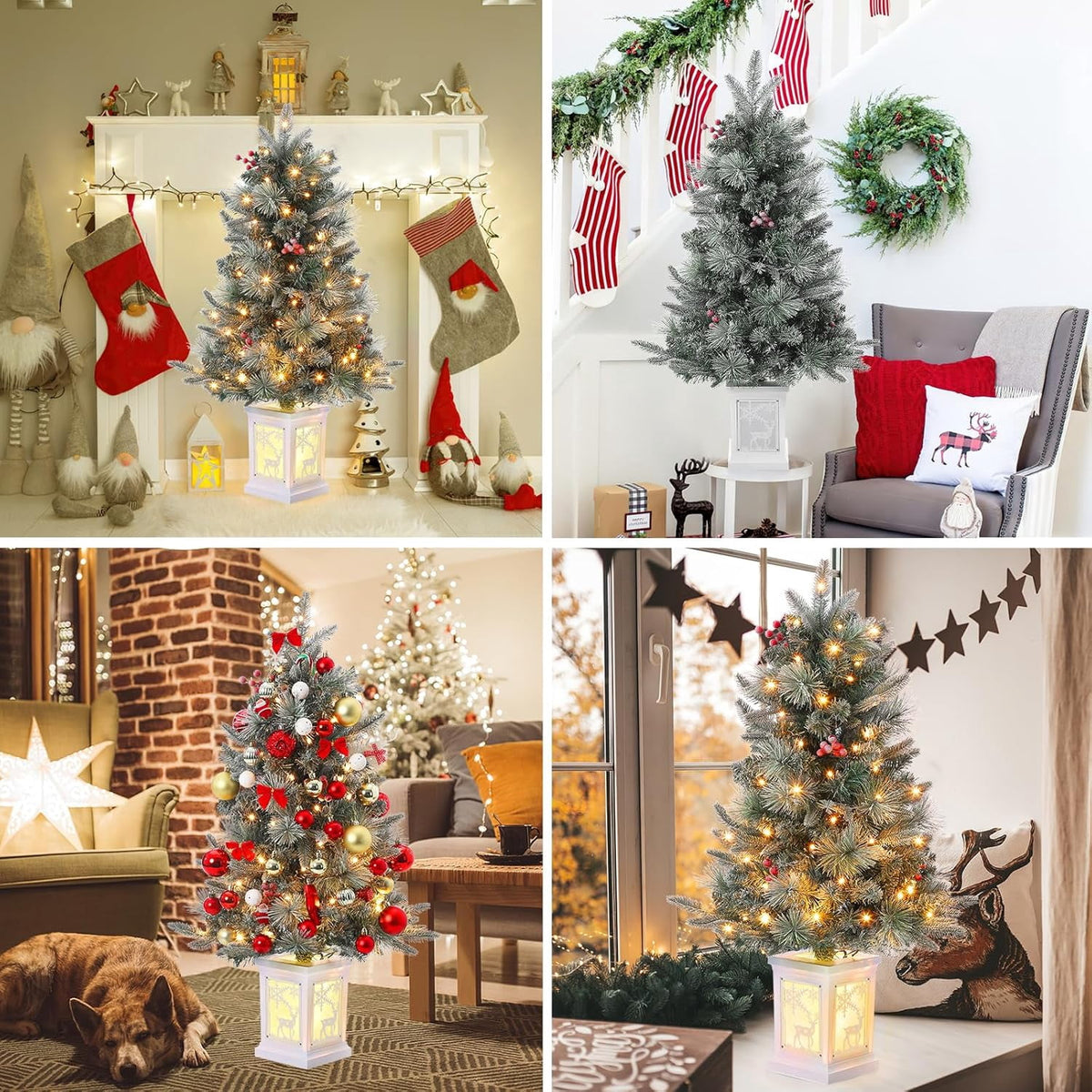 M optimized 3 Ft Prelit Christmas Tree with 8 Modes 78 Warm Lights, Artificial Christmas Trees Snow Flocked Small Christmas Tree, Xmas Tree Battery Operated Timer Function