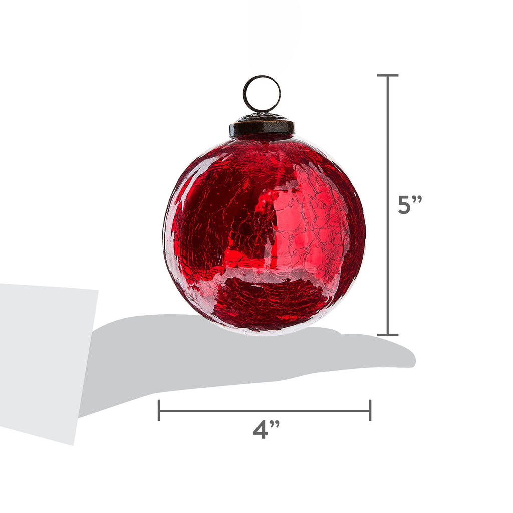 Red Crackle Glass Ball Christmas Ornament, 4", by Holiday Time