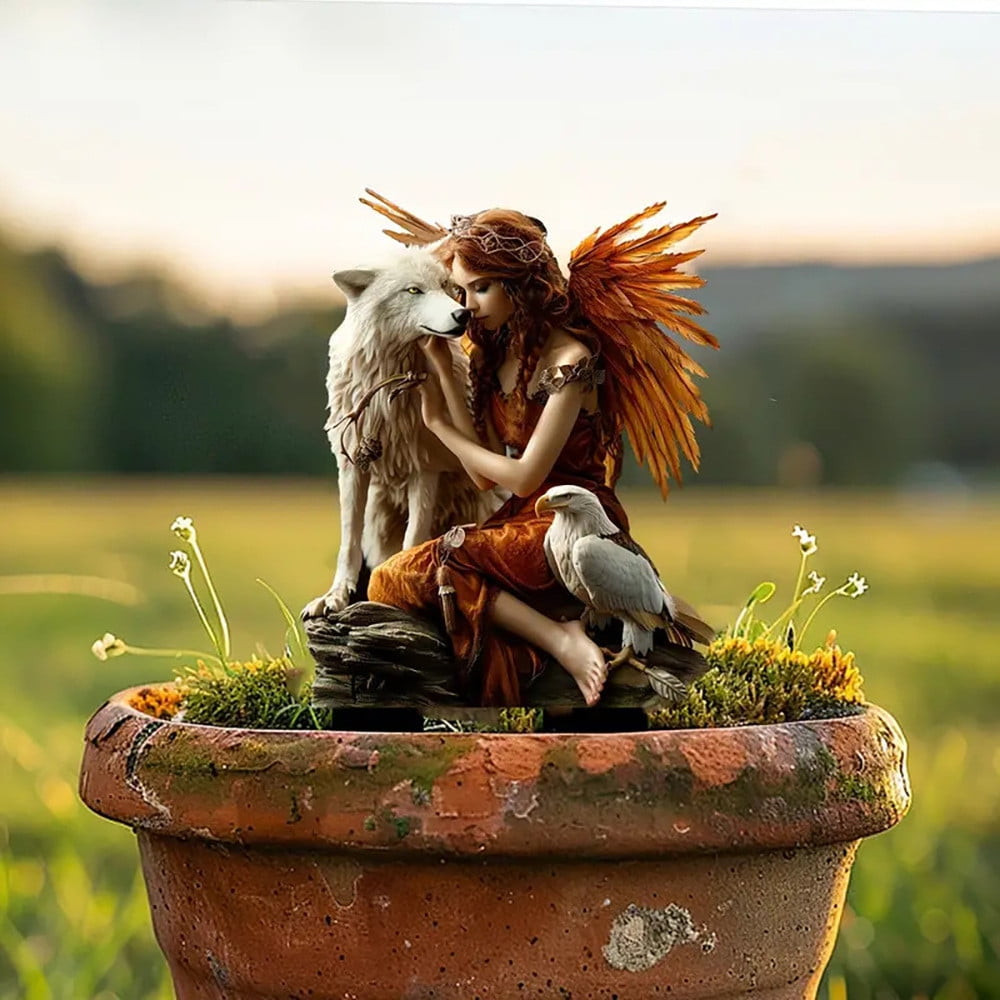 Nkmbld Clearance & Promo! Garden Ornaments, Garden Sculpture Acrylic Potted Plants and Courtyard Decorative Floor Tiles, Housewarming Ornament for Patio, Lawn, Yard, Pathway