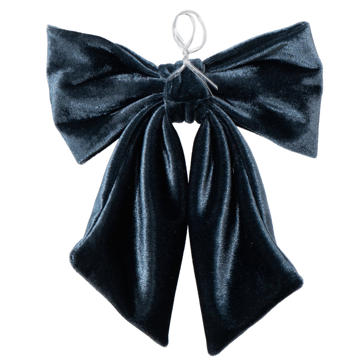 My Texas House Blue Velvet Decorative Christmas Bow, 9"