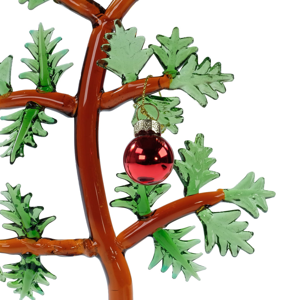 Peanuts Charlie Brown Glass Christmas Tree – Holiday Tabletop Tree
