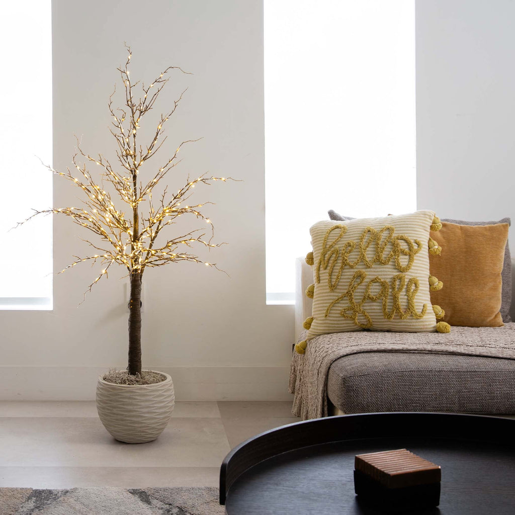 Nearly Natural Pre-Lit Brown Twig Artificial Christmas Tree - 4' - Warm White LED Lights