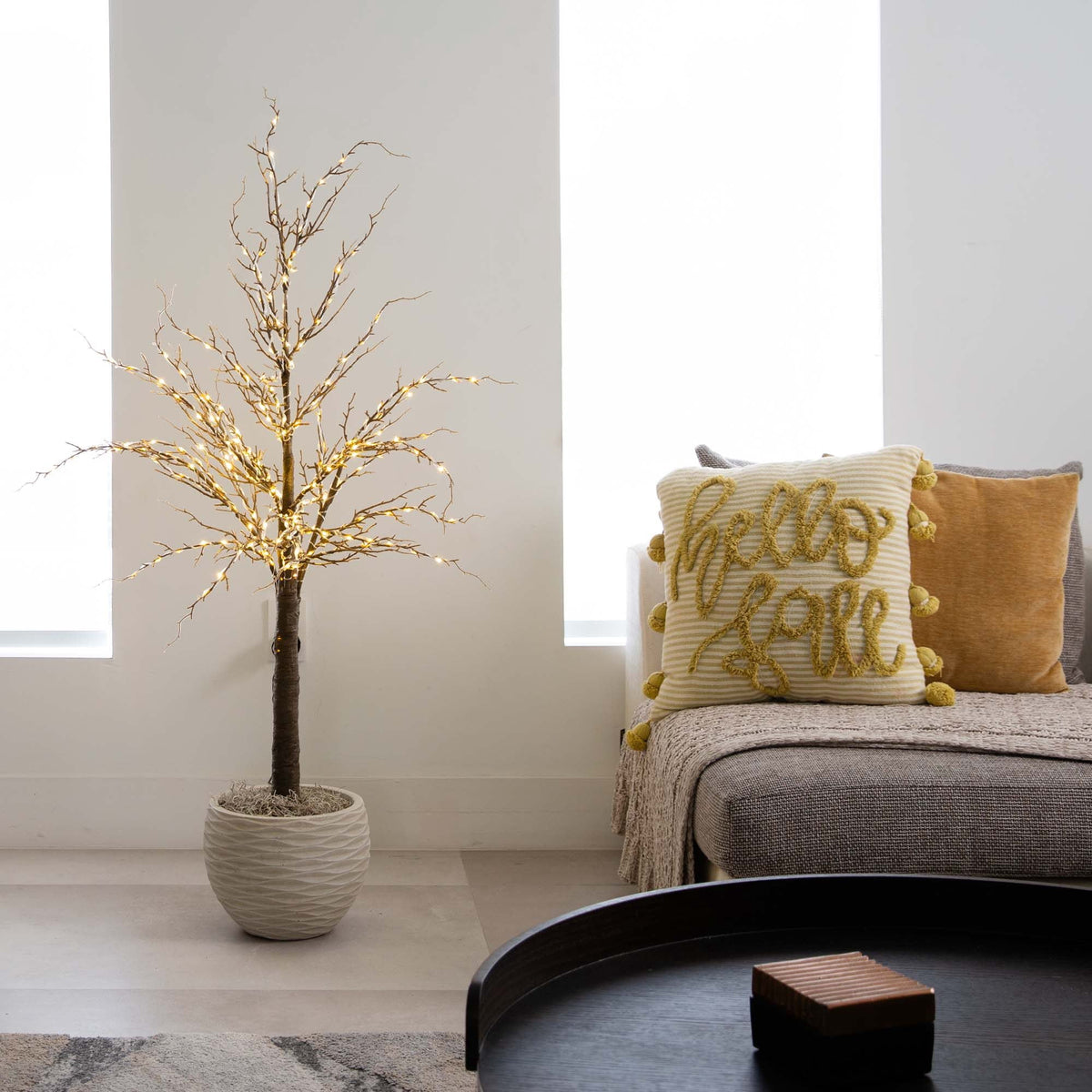Nearly Natural Pre-Lit Brown Twig Artificial Christmas Tree - 4' - Warm White LED Lights