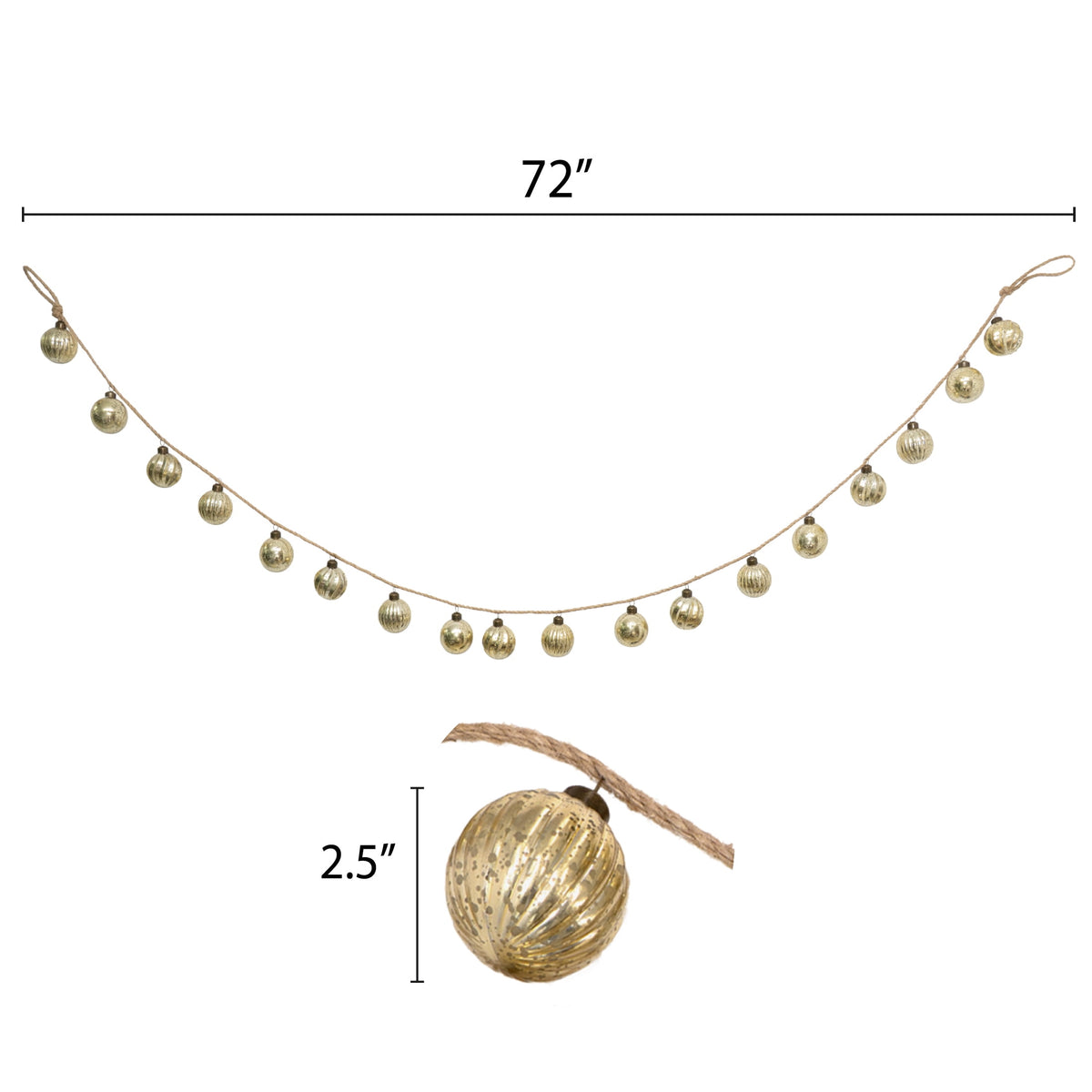 My Texas House Shatterproof Ornament Christmas Garland, Gold, 6'