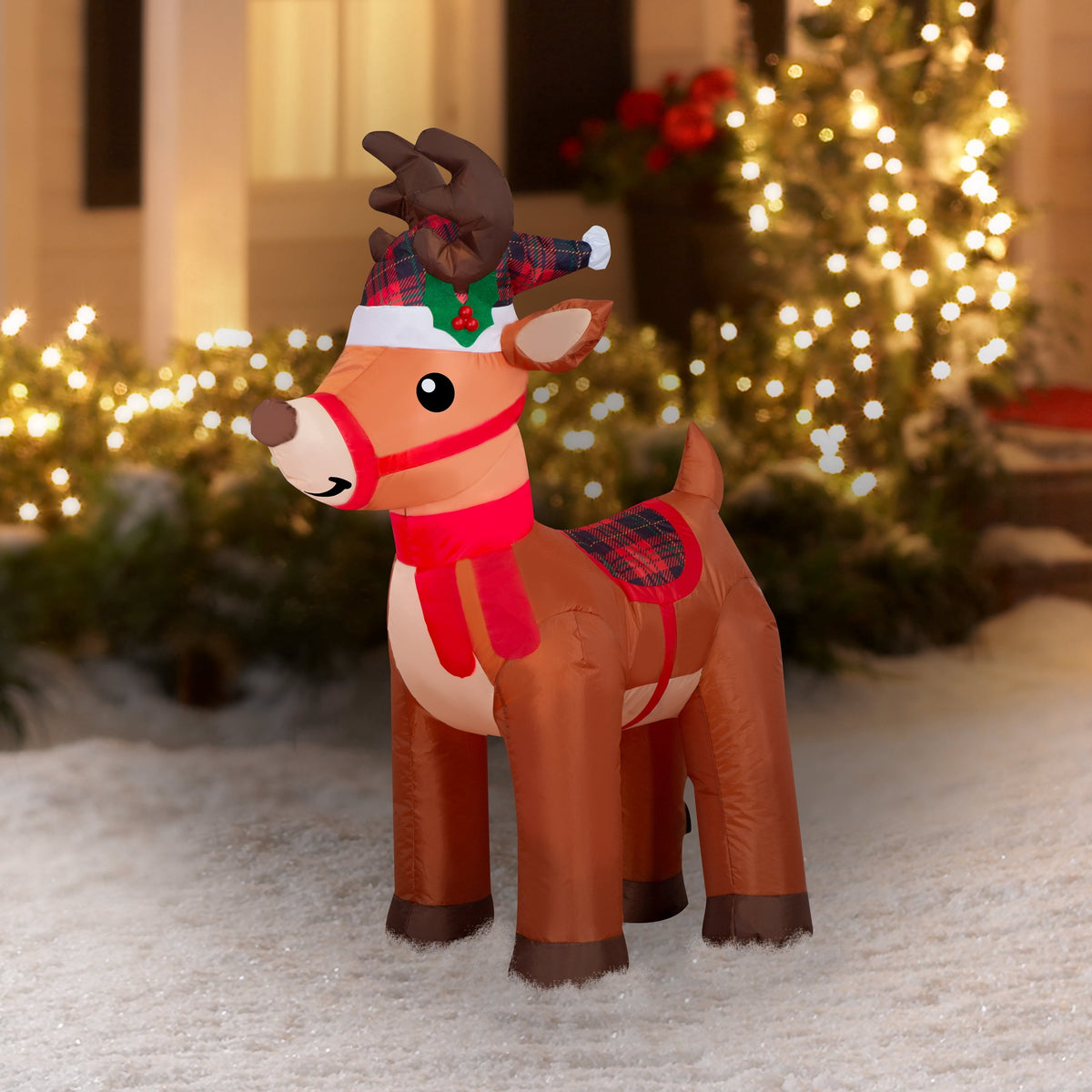 Multicolor Reindeer Christmas Airblown Yard Inflatable, 4', by Holiday Time