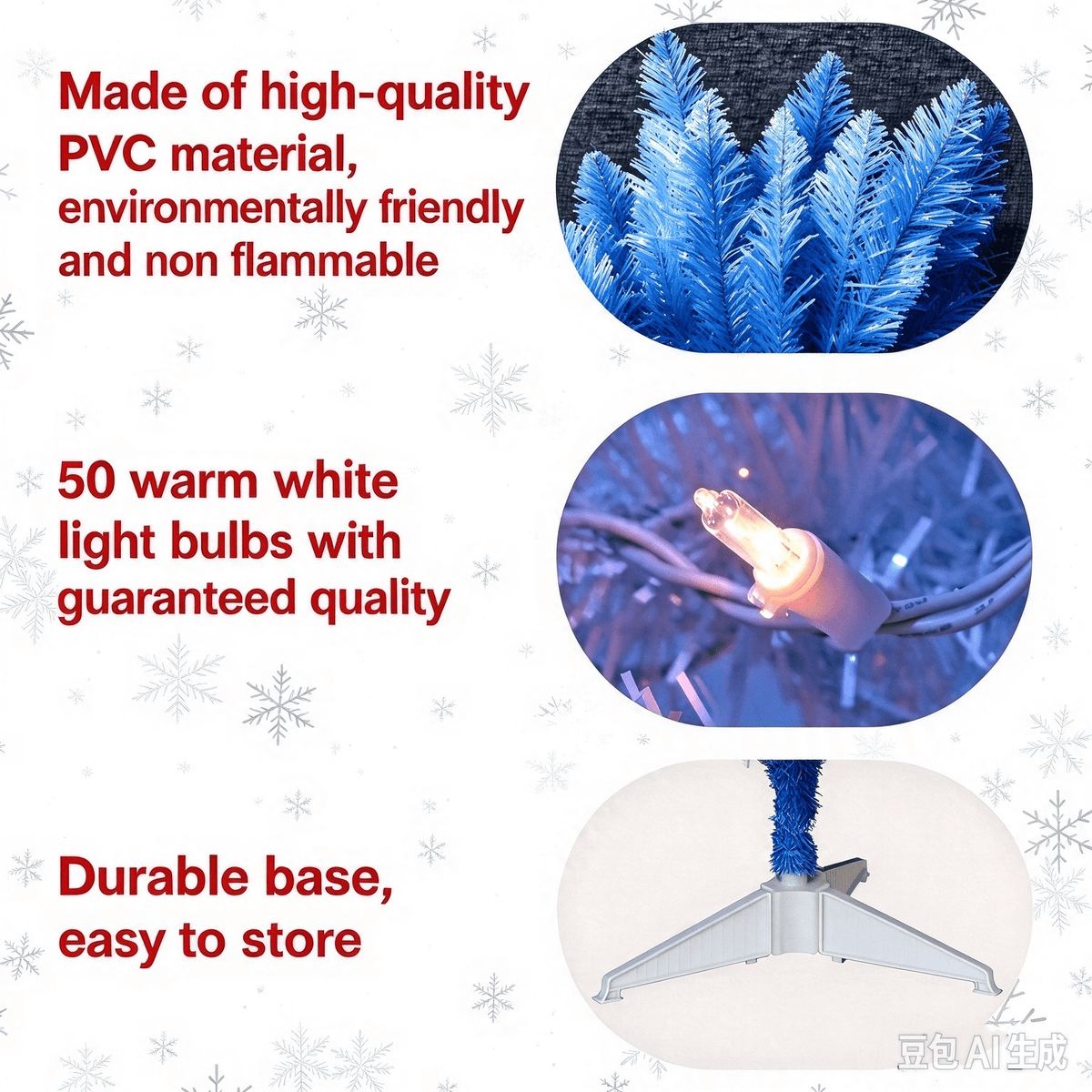 Cowin 4ft Artificial Christmas Tree,Pre-lit Tinsel Pine Spruce Tree, Small Xmas Tree for Home, Office and Party,White