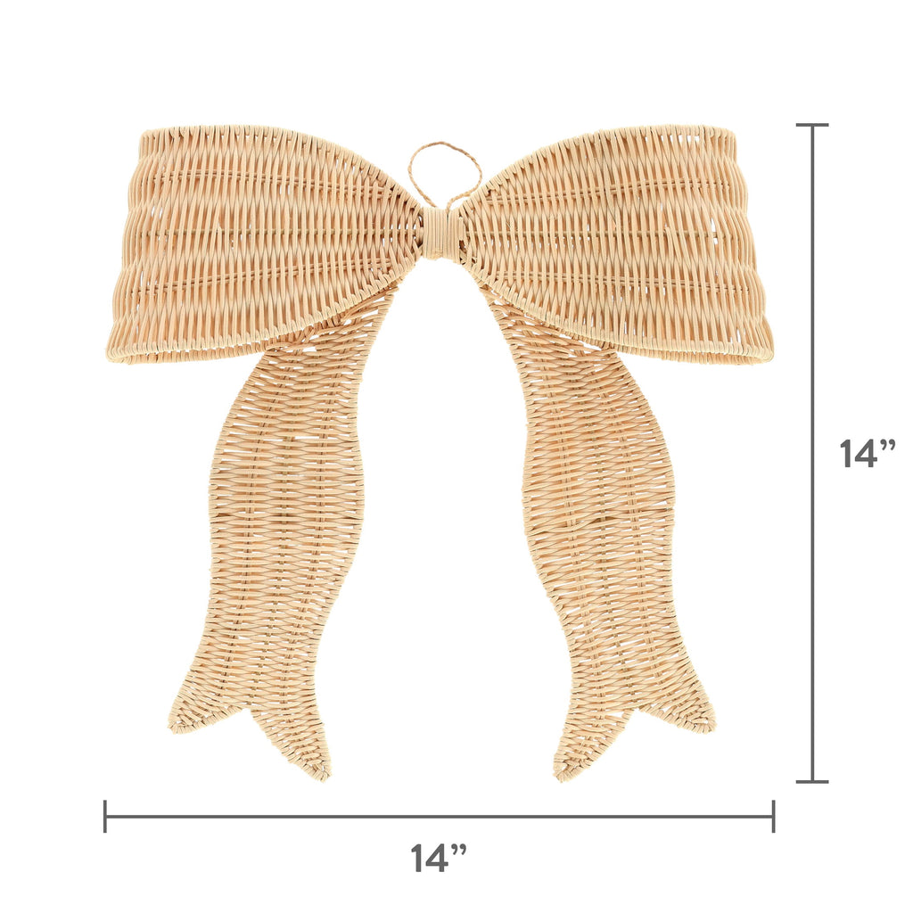 Woven Rattan Bow Christmas Decoration, Beige, 14", by Holiday Time