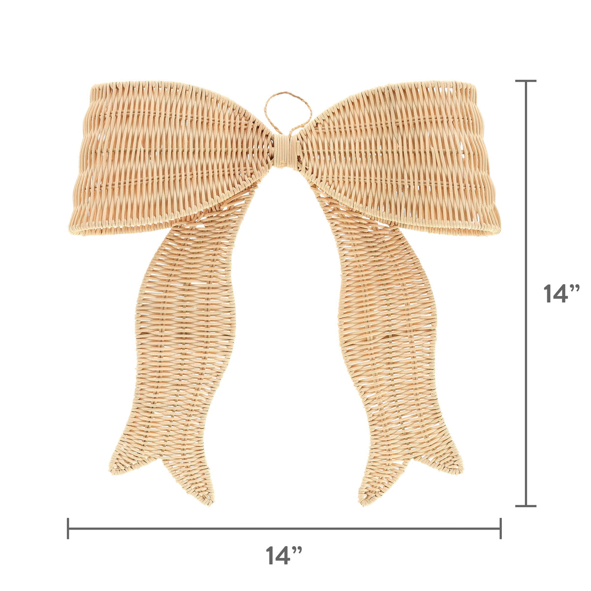 Woven Rattan Bow Christmas Decoration, Beige, 14", by Holiday Time