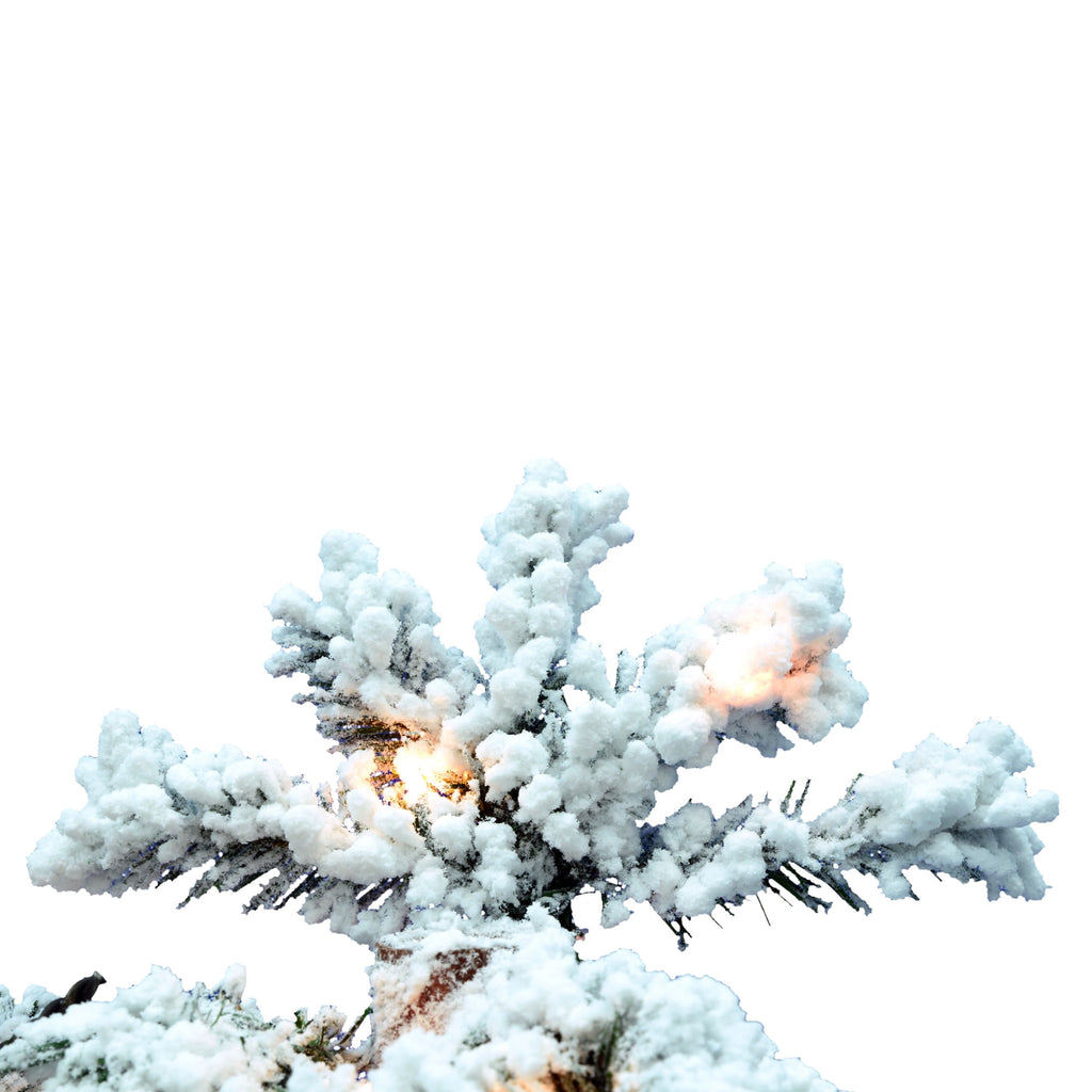 Vickerman 7' Flocked Spruce Artificial Christmas Tree, Warm White LED Lights