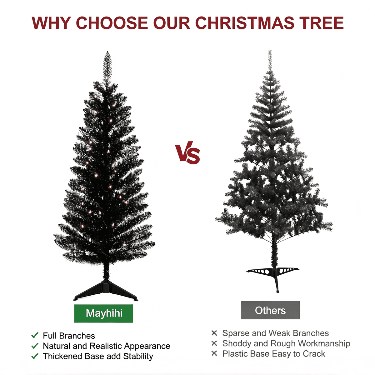 Mayhihi 4FT White Small Christmas Tree with Lights, Artificial Xmas Trees for Home Office