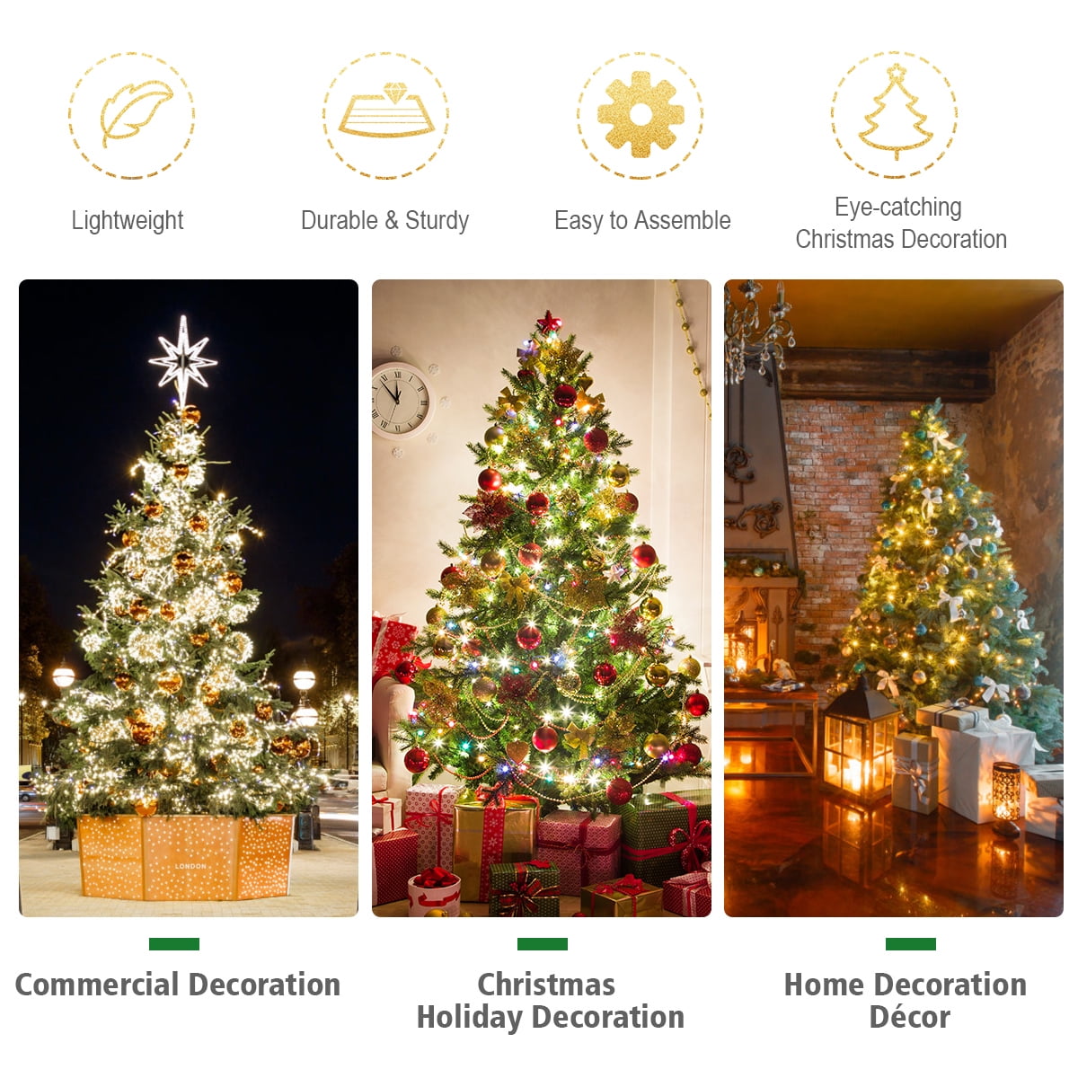 Gymax 6ft Artificial Christmas Fir Tree w/ 1250 Premium Hinged Branch Tips