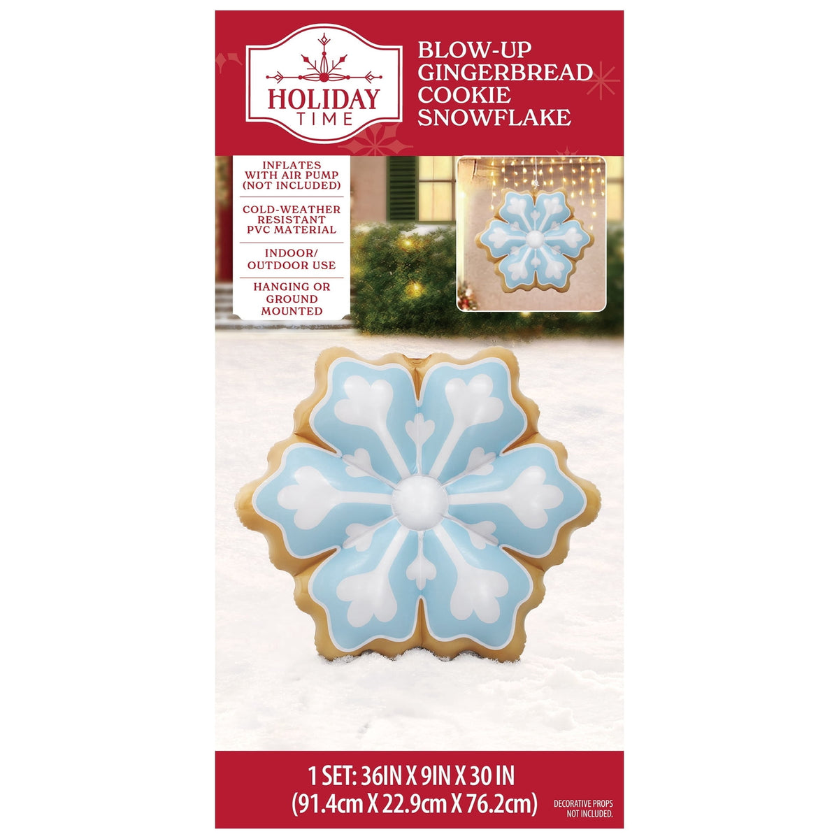 Brown and Blue Blow-Up Snowflake Gingerbread Cookie Christmas Yard Inflatable, 3', by Holiday Time