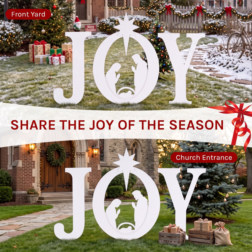 CONCETTA Outdoor JOY Christmas Nativity Decoration for Yard, Red White