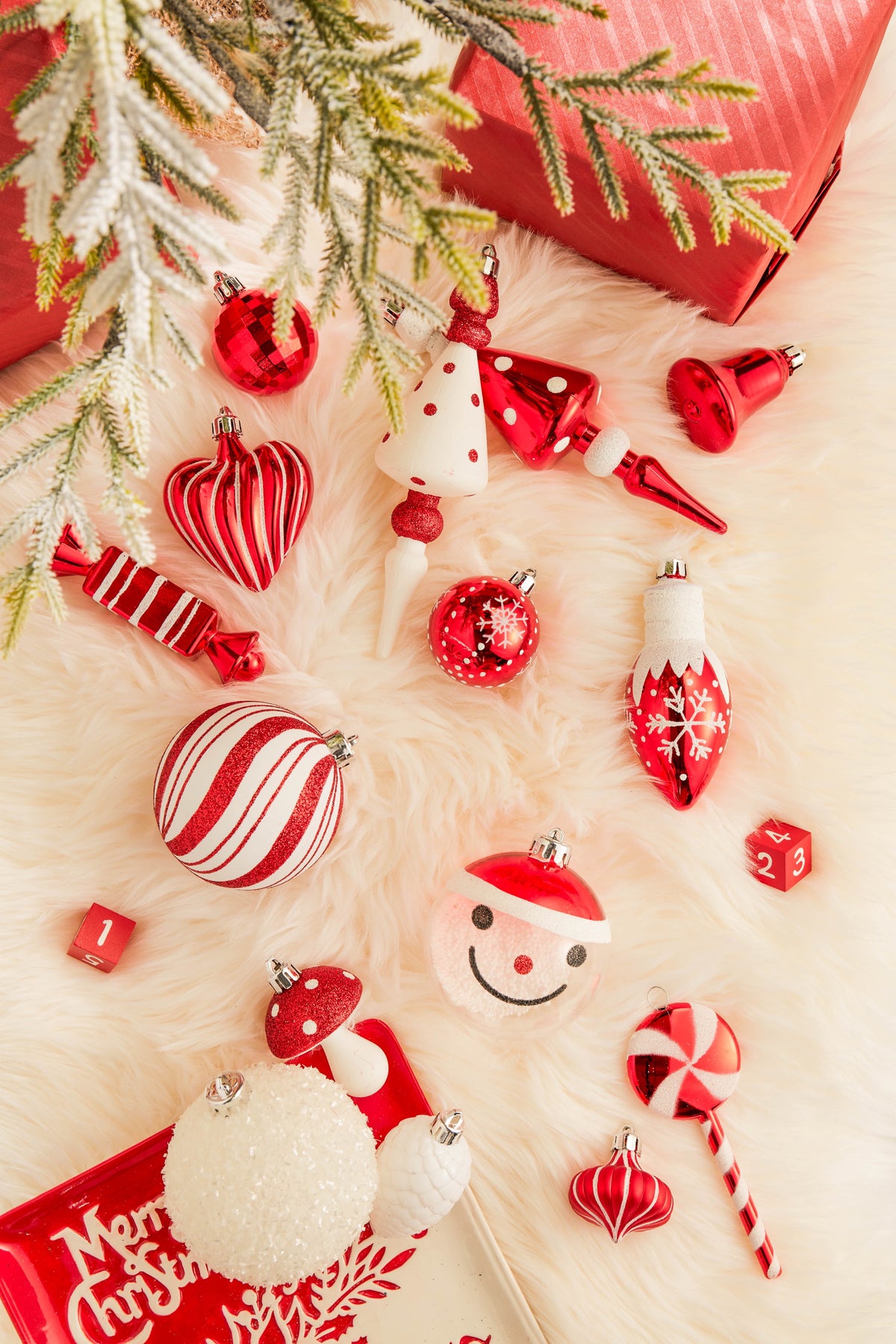 Valery Madelyn 24ct 2.36" Christmas Ball Ornaments, Red White Shatterproof Ornaments for Christmas Party Decor