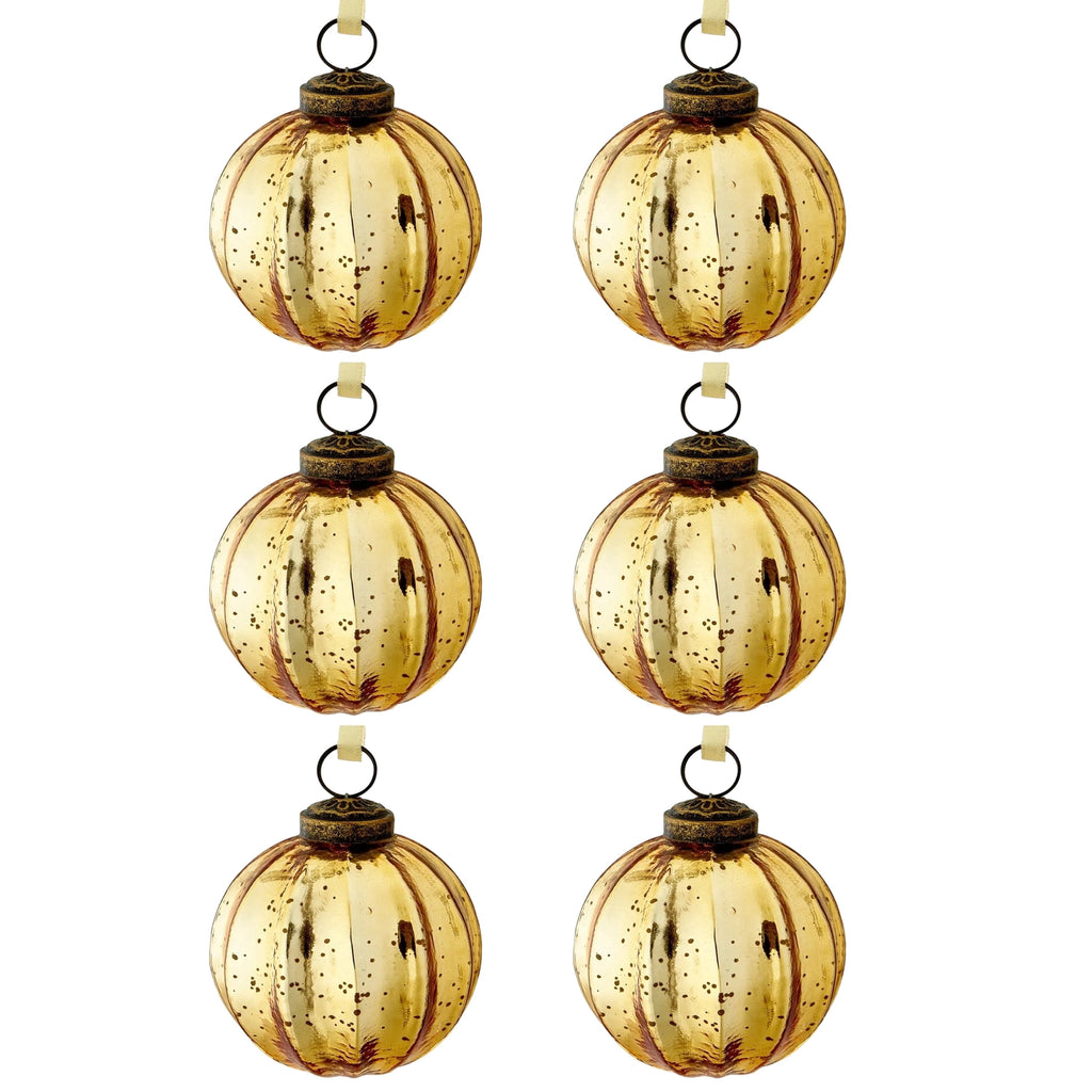 6-Count Gold Mercury-Style Glass Ball Christmas Ornaments, 3.3", by Holiday Time