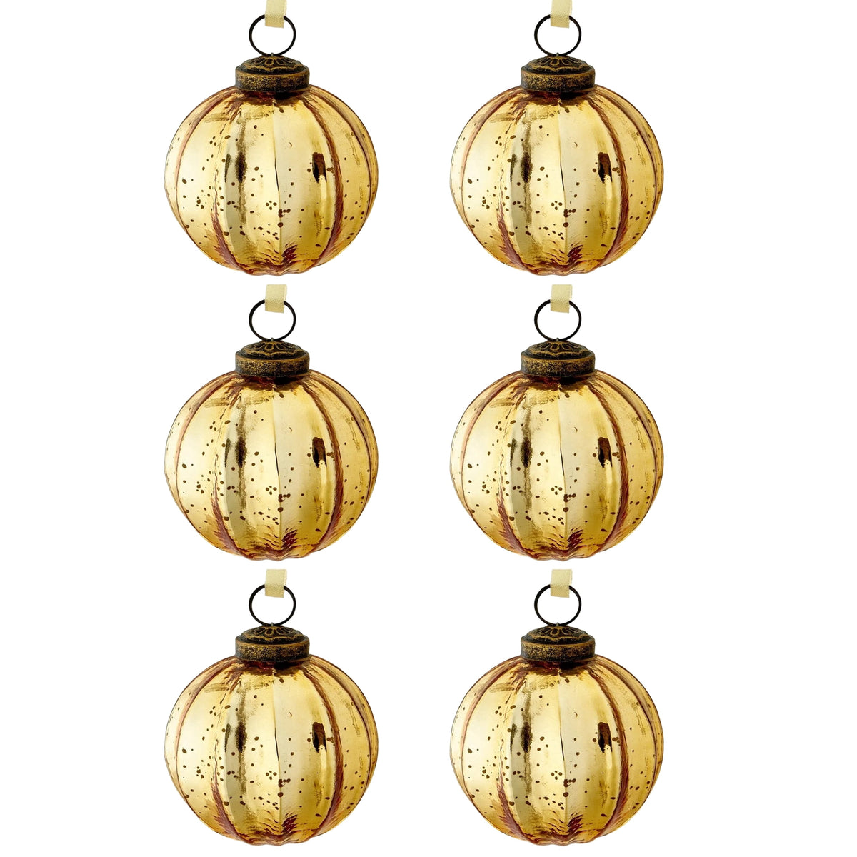 6-Count Gold Mercury-Style Glass Ball Christmas Ornaments, 3.3", by Holiday Time