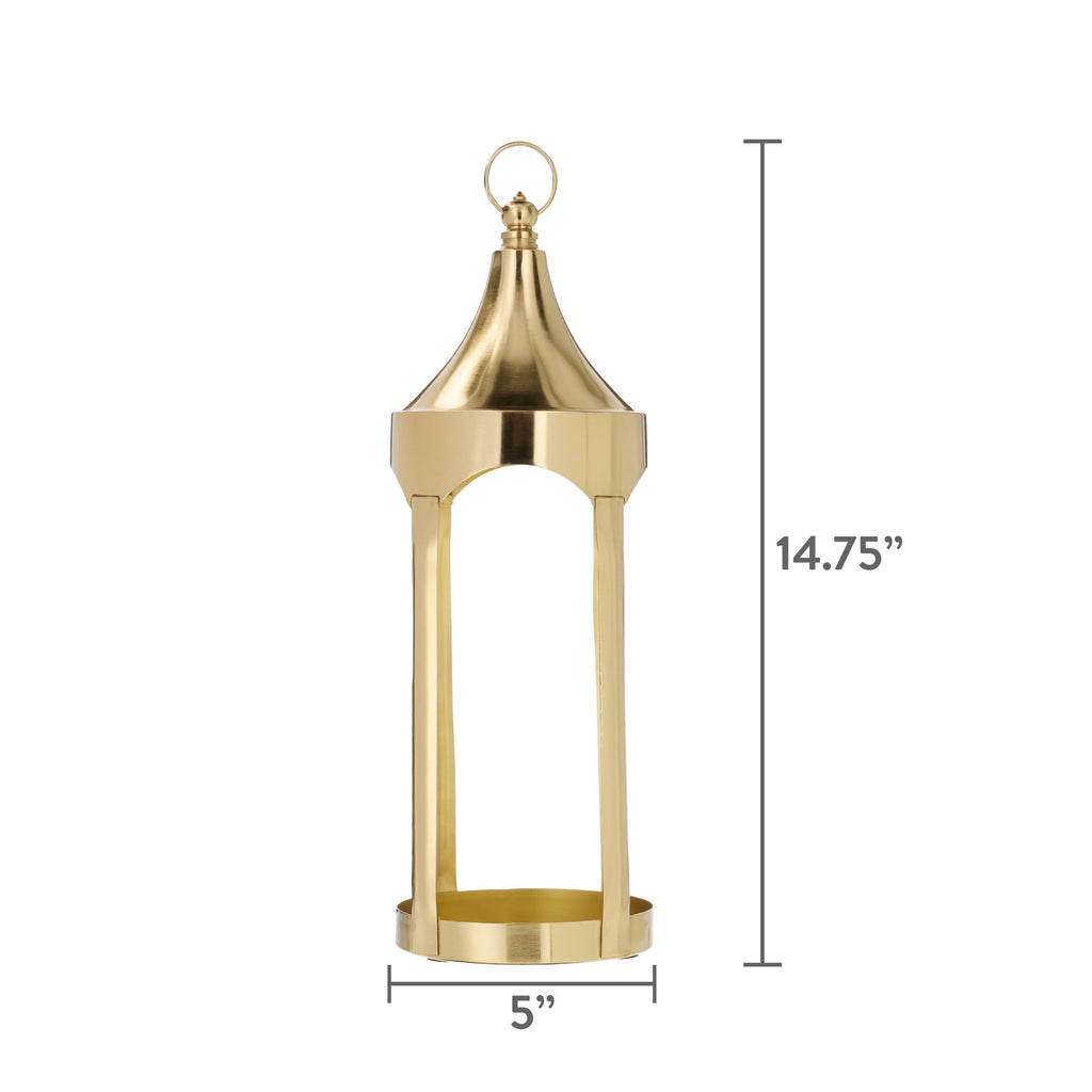 Metal Lantern Christmas Decoration, Gold, 14.8", by Holiday Time
