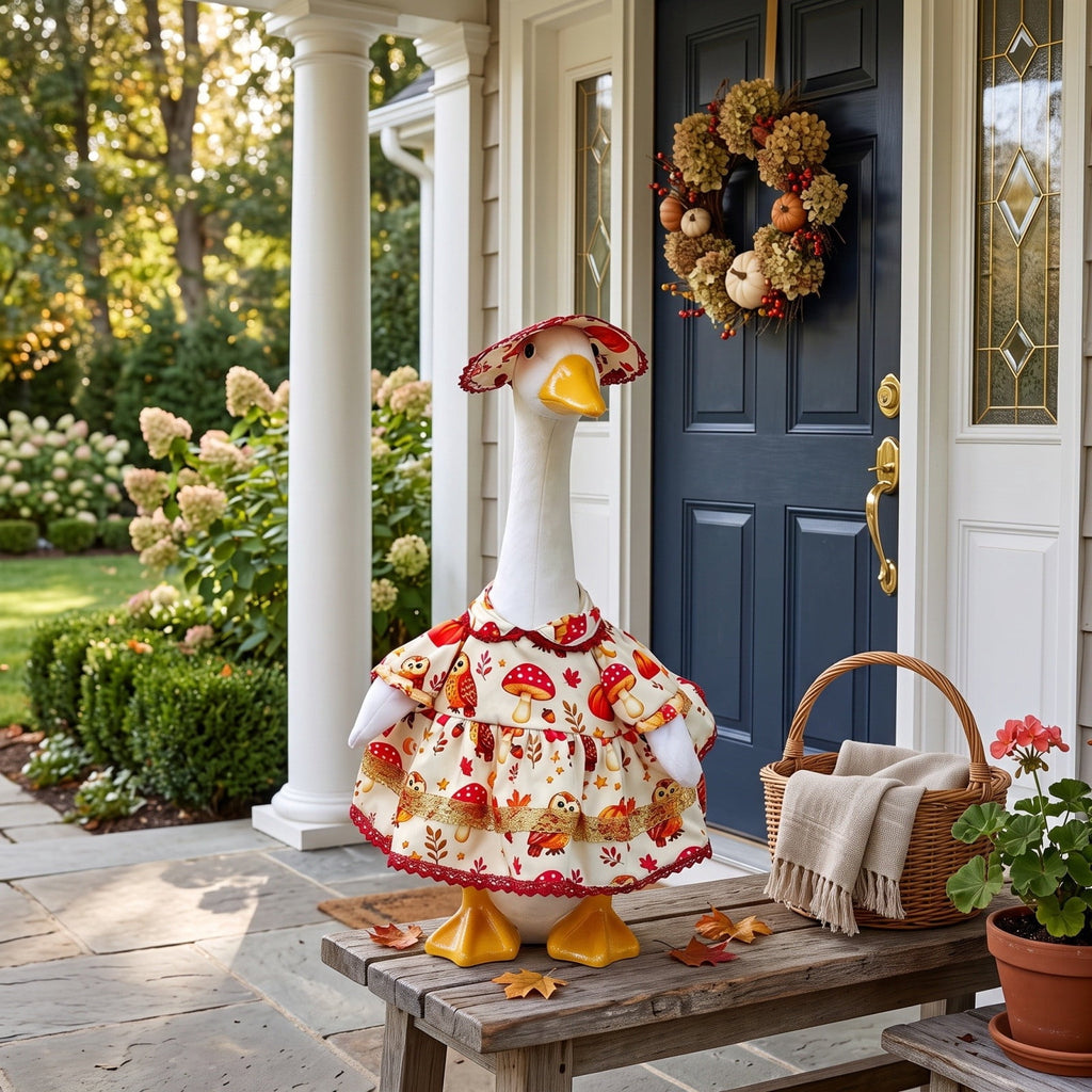 Lzobxe Porch Goose Clothes, Casual Style Lawn Yard Garden Decor for 23" High Cement or Plastic Geese, Goose Costume for All Season and Occasiona