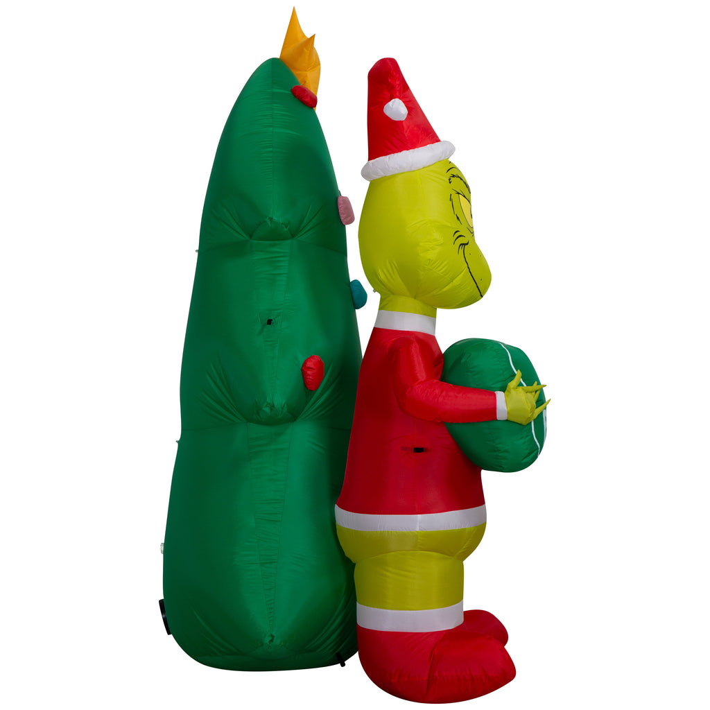The Grinch with Christmas Tree and Gift Boxes LED Light-Up Outdoor Yard Inflatable, 6 ft