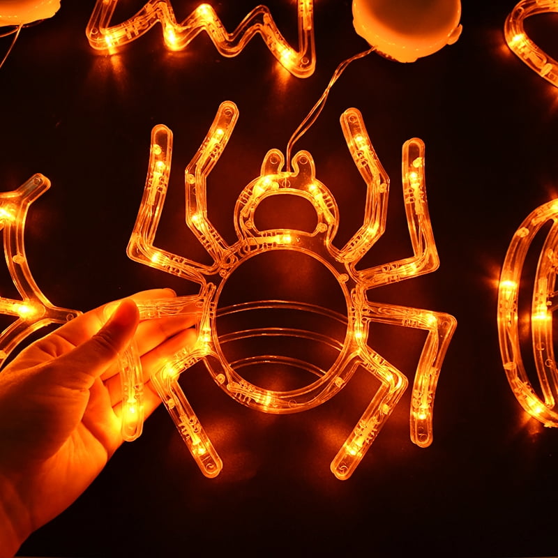 Halloween Window Lights Home Indoor LED Pumpkin Spider Ghost LED Sucker Lamp 2024 Halloween Party Hanging Decoration Kids Favors