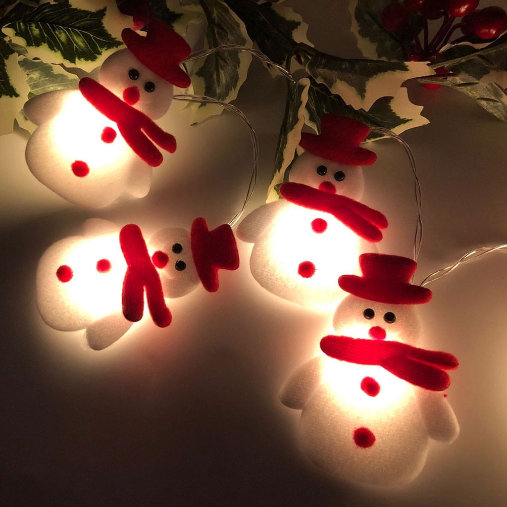 Tiitstoy Christmas Snowman String Lights, 10 LED 5.1ft Waterproof Light Up String Lights, Short Plush Lights for Christmas Decorations Christmas Tree Holiday Party Decoration