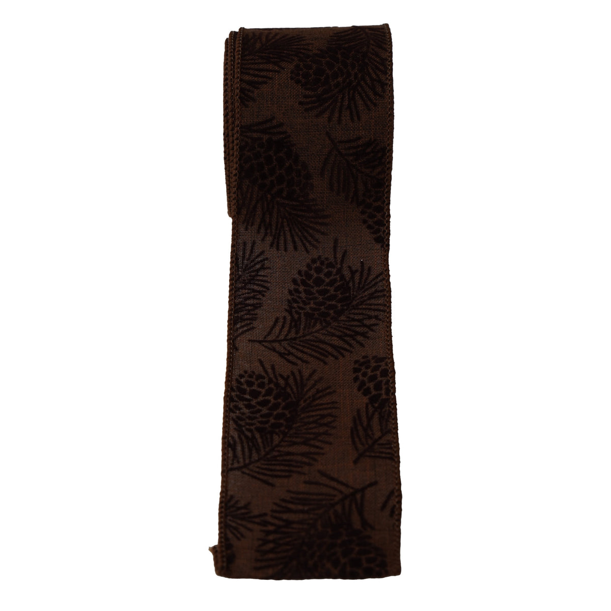 Brown Pinecone Pattern Sheer Christmas Ribbon, 2.5" x 25', by Holiday Time