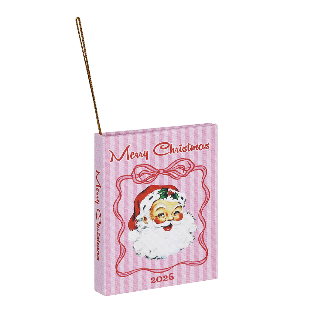 Mr. Christmas Santa Storybook Ornament, Pink