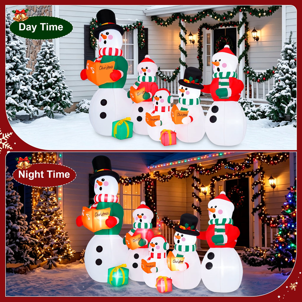 Firstness 6.5Ft High Christmas Inflatable Snowman Family with LED Lights Christmas Outdoor Decoration