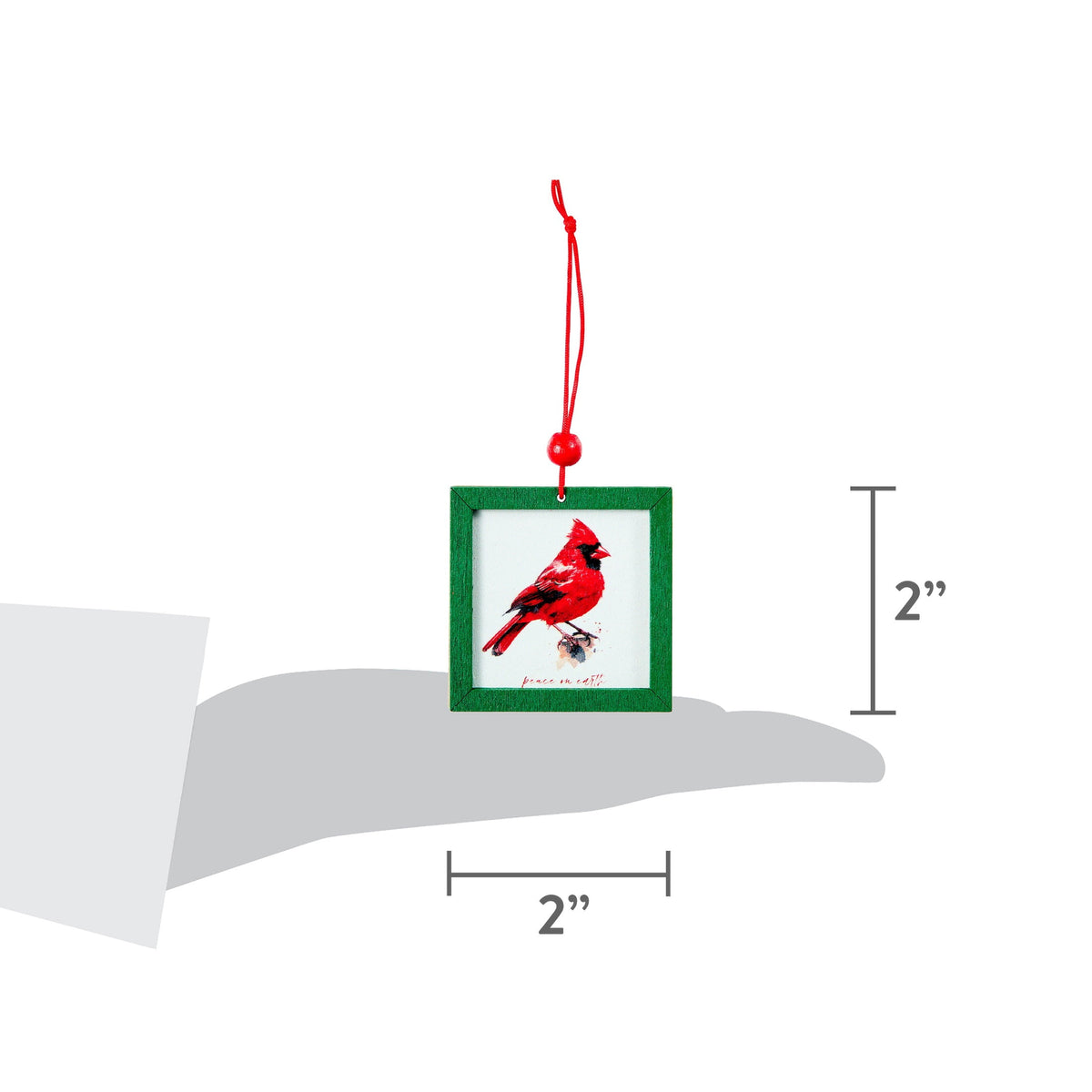 4-Count Red and Green Santa and Cardinal Artwork Christmas Ornaments, 2", by Holiday Time
