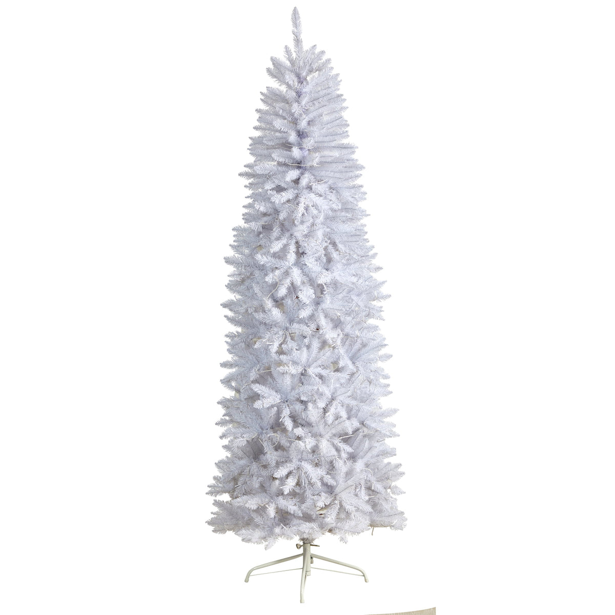 Nearly Natural 3' White Slim Artificial Christmas Tree Prelit 50 Warm White LED Lights
