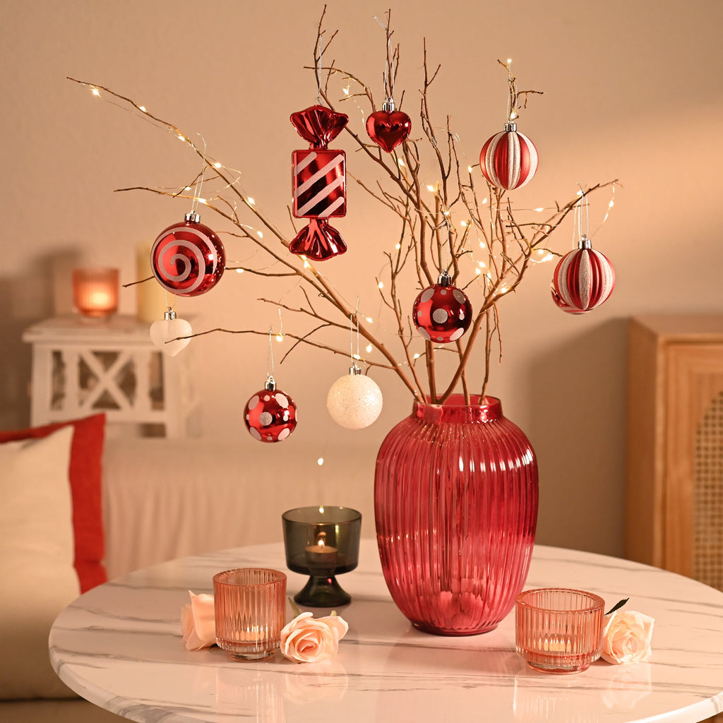 Valery Madelyn 24ct 2.36" Christmas Ball Ornaments, Red White Shatterproof Ornaments for Christmas Party Decor
