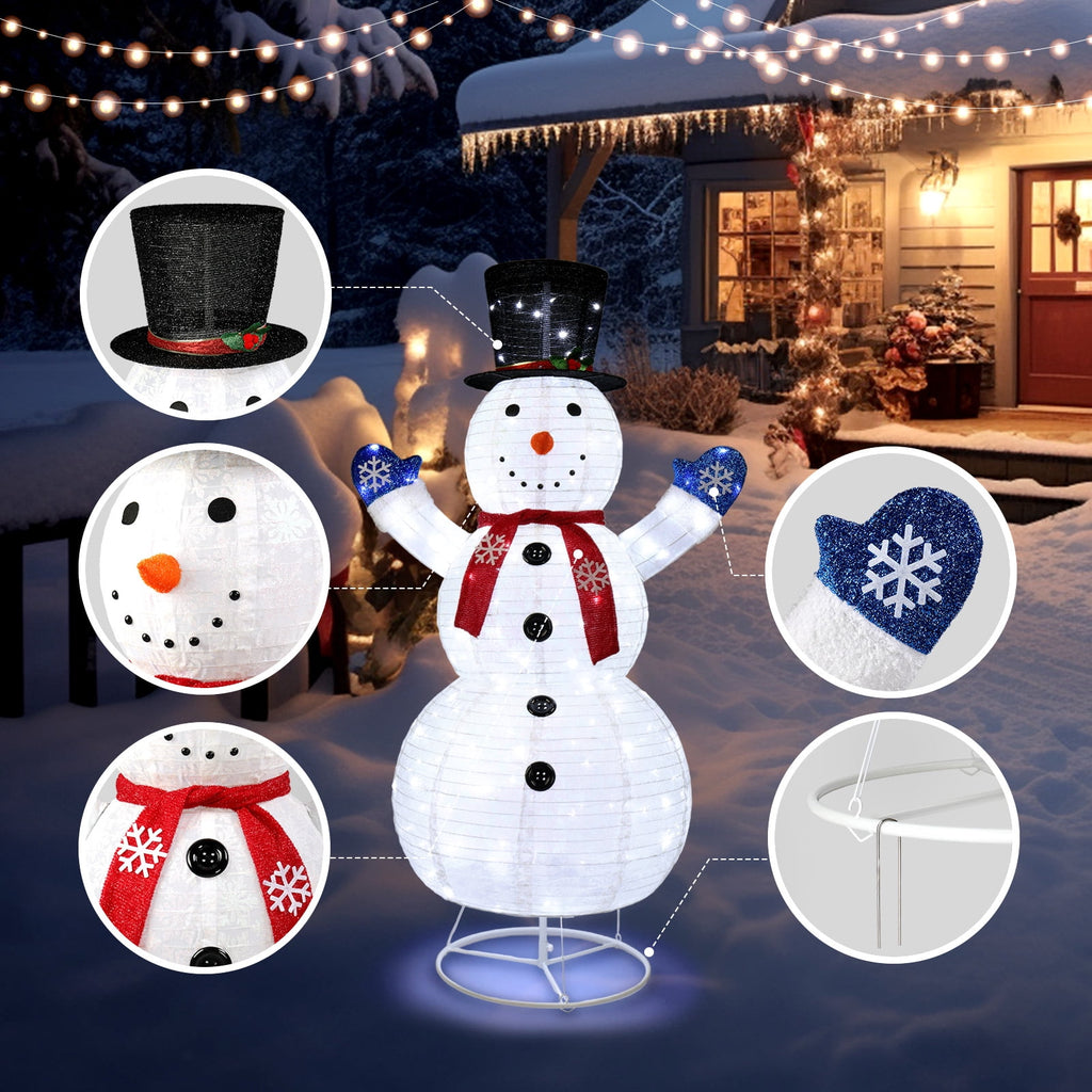Zimtown LED Lighted Snowman Christmas Snowman w/ 180 LED Lights,Hat Christmas Outdoor Decoration