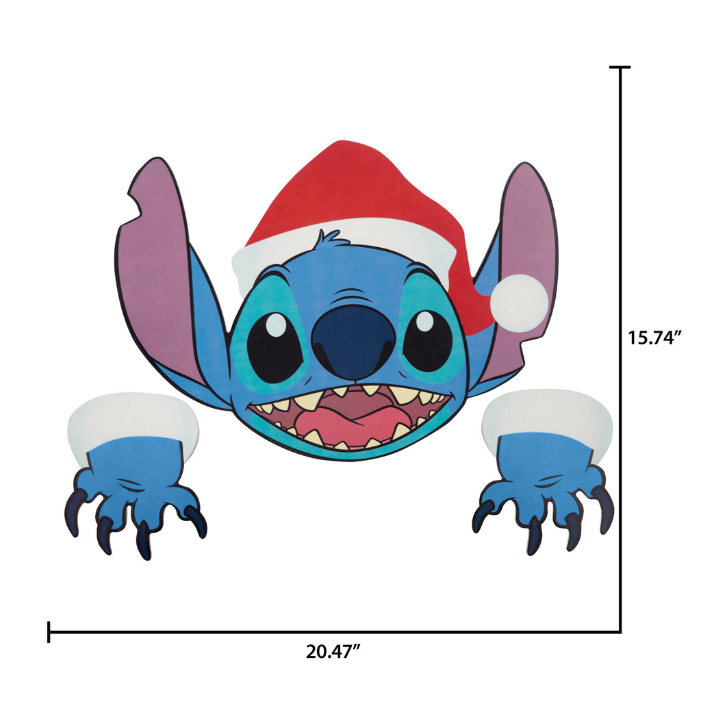 Christmas Festive Fence Sitter Stitch with Santa Hat Outdoor Decor - Disney