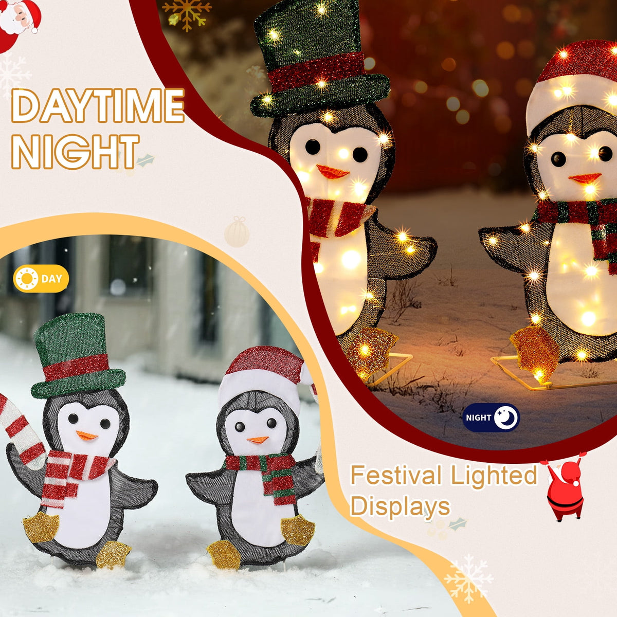 Ktaxon Penguin Christmas Lighted Outdoor Decoration for Holiday Lawn Garden Party
