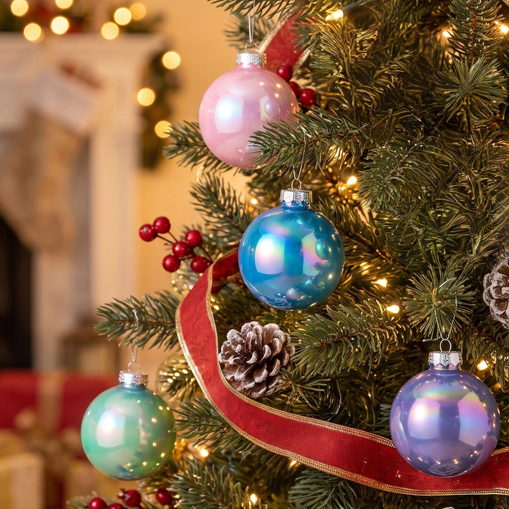 8-Count Multicolor Pastel Iridescent Ball Shatterproof Christmas Ornaments, 4.3", by Holiday Time