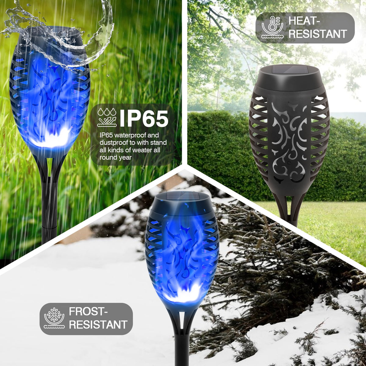 Solar Torch Lights with Flickering Flame, Solar Flickering Lights, 4 Pack Solar Lights Outdoor Waterproof Solar Pathway Lights Landscape Lighting for Garden Lawn Patio Yard Outdoor Decorations