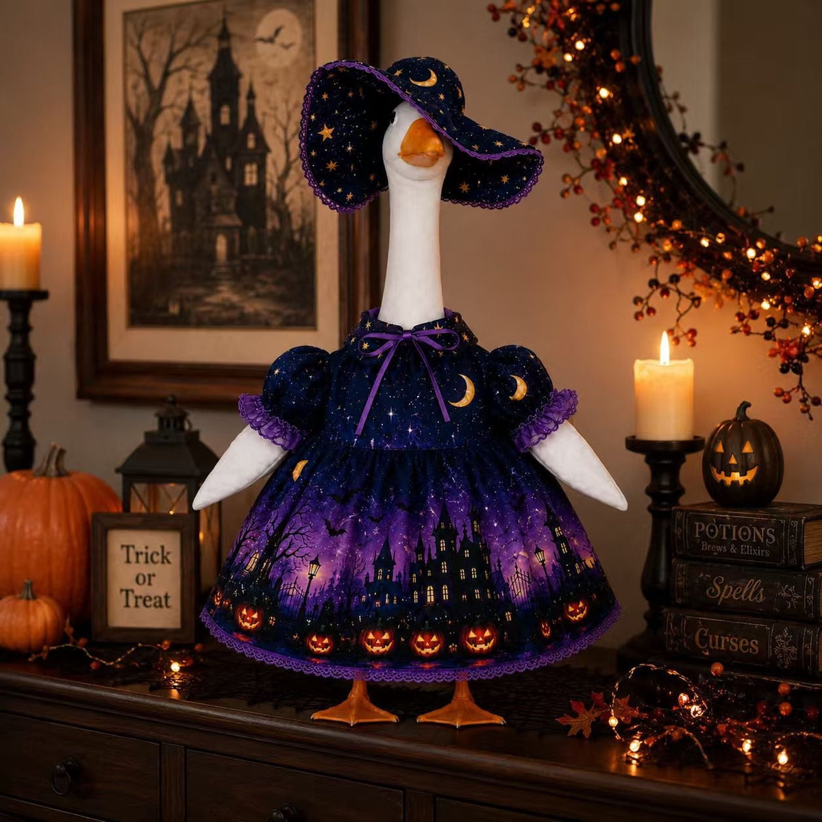 Lzobxe Porch Goose Clothes, Casual Style Lawn Yard Garden Decor for 23" High Cement or Plastic Geese, Goose Costume for All Season and Occasiona
