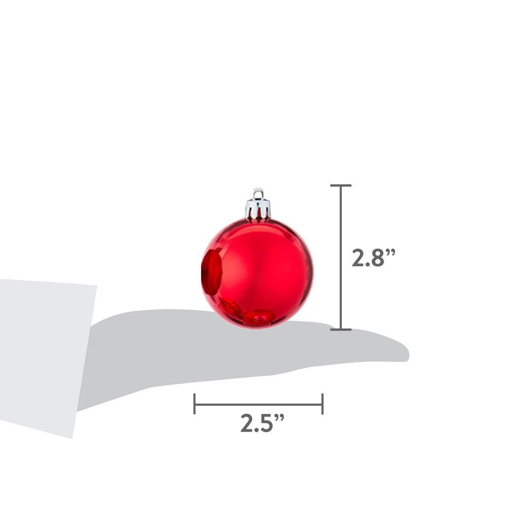 24-Count Red/Green/Gold Ball Shatterproof Christmas Ornaments, 2.8", by Holiday Time