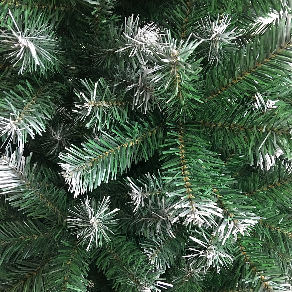 6 FT Artificia Christmas Tree, 812 Branches Light Green & White PVC Tree with Iron Frame Base, Easy Assemble Holiday Decor