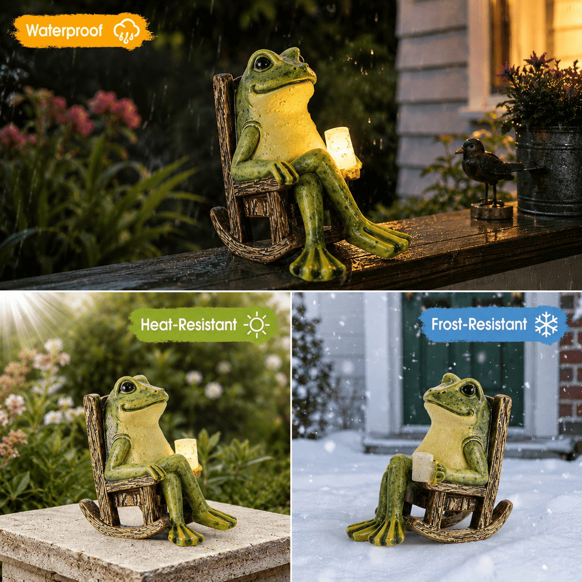 Volivo 13inch Garden Gnome Statue, Solar Powered Gnome Decor with LED Lantern, Waterproof for Patio Garden Pathway