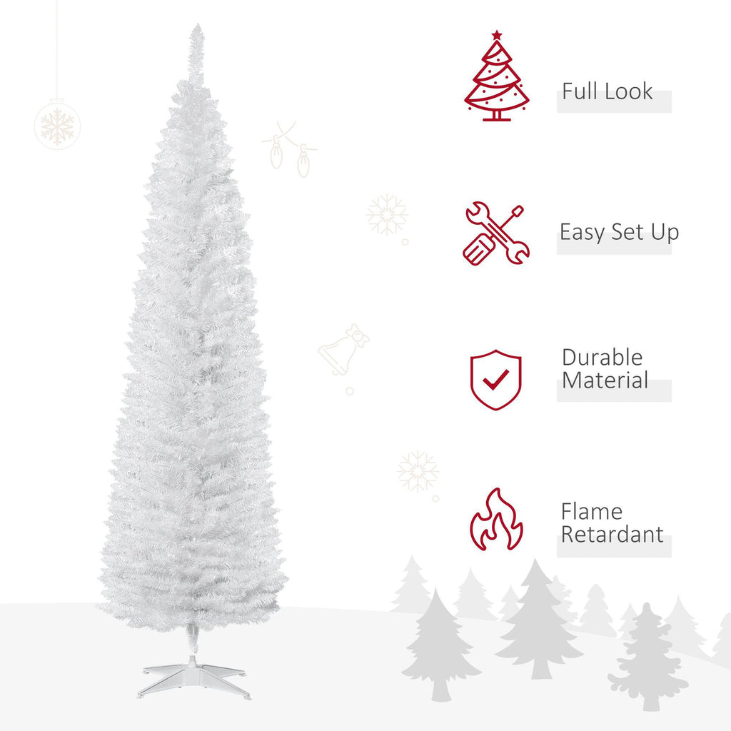 Kadyn Christmas Tree, Xmas Trees,6' Artificial Pencil Christmas Tree with 390 Realistic Branch Tips and Plastic Stand, Silver