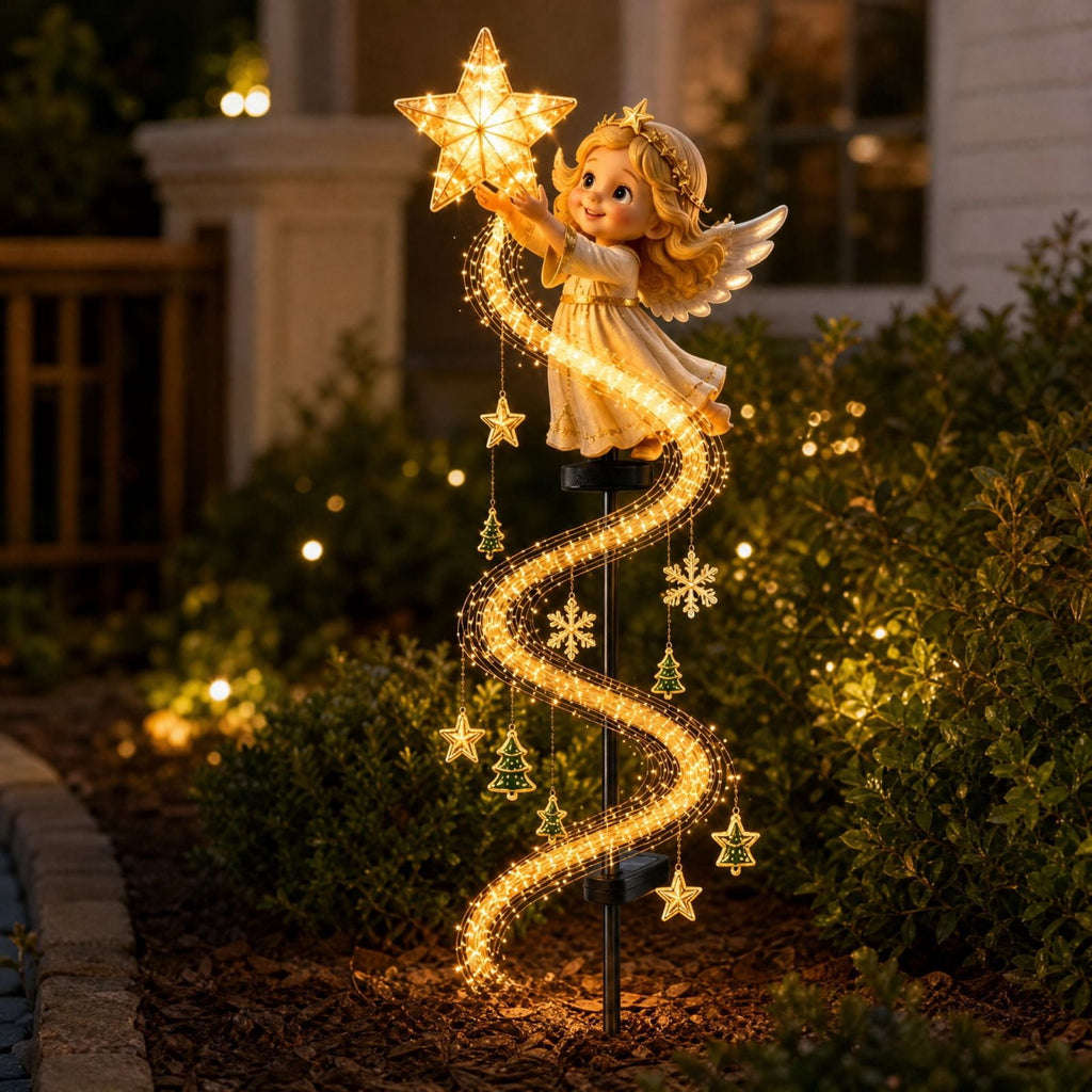 Christmas Reindeer Lighted Yard Stake, Bell and Snowflake Outdoor Decor for Lawn Garden Pathway Porch Holiday Display, 31.9 in