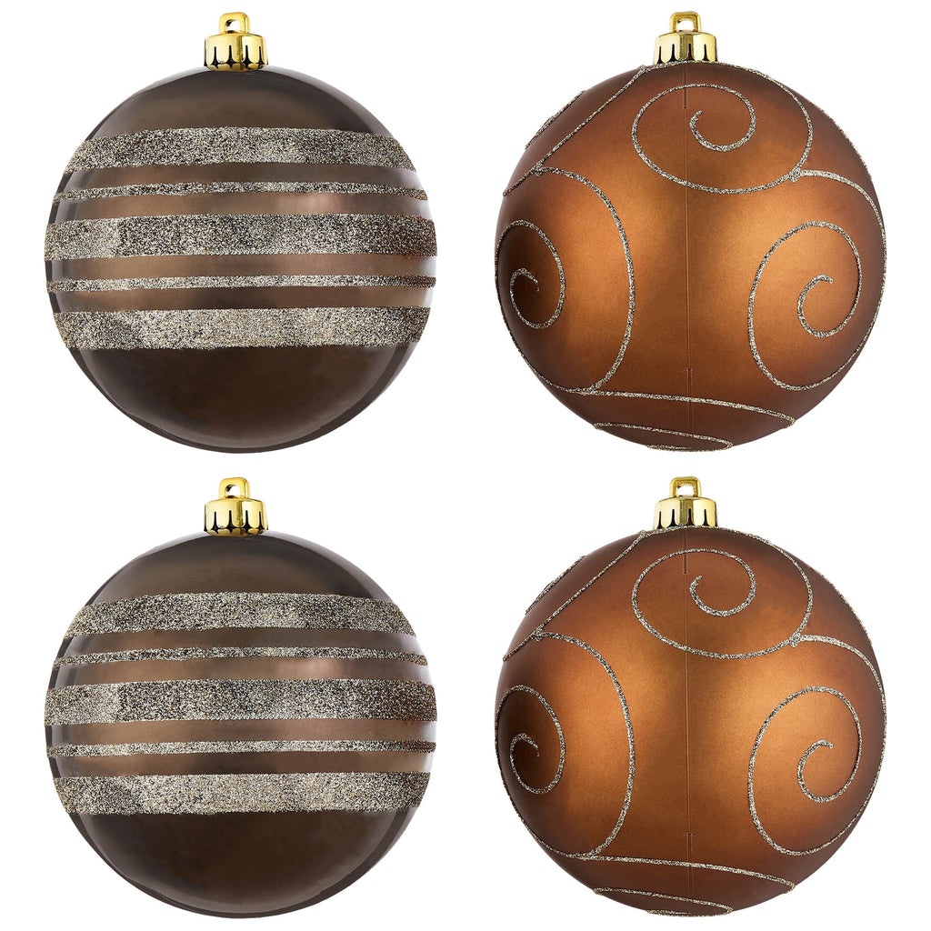 4-Count Champagne and Cream Ball Shatterproof Christmas Ornaments, 6", by Holiday Time